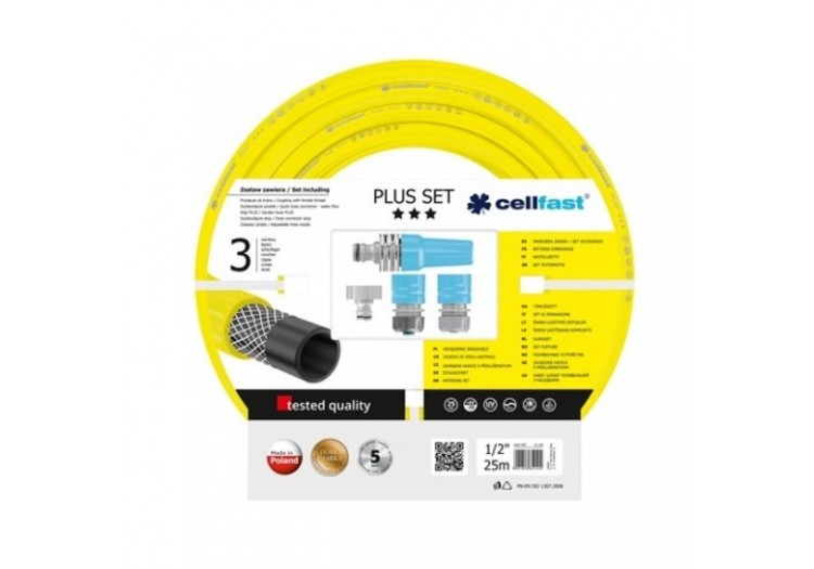 Комплект для полива Cellfast Plus Set, шланг 1/2" - 25 м. + набор соединителей