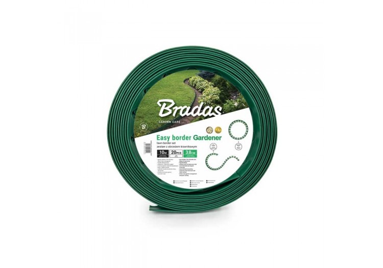 Бордюр прямой Bradas зеленый 3,8см х 10м с колышками для крепления - 018683